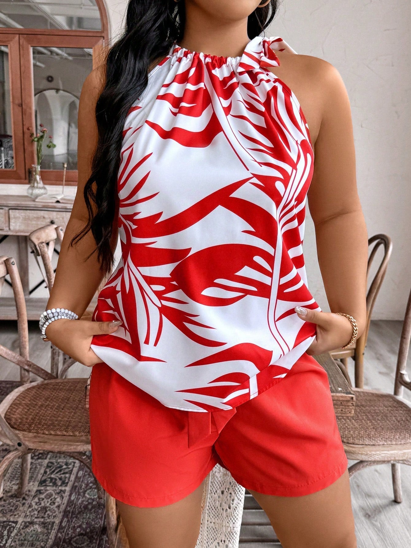 Conjunto Feminino Sem Mangas Leoni. Plus Size