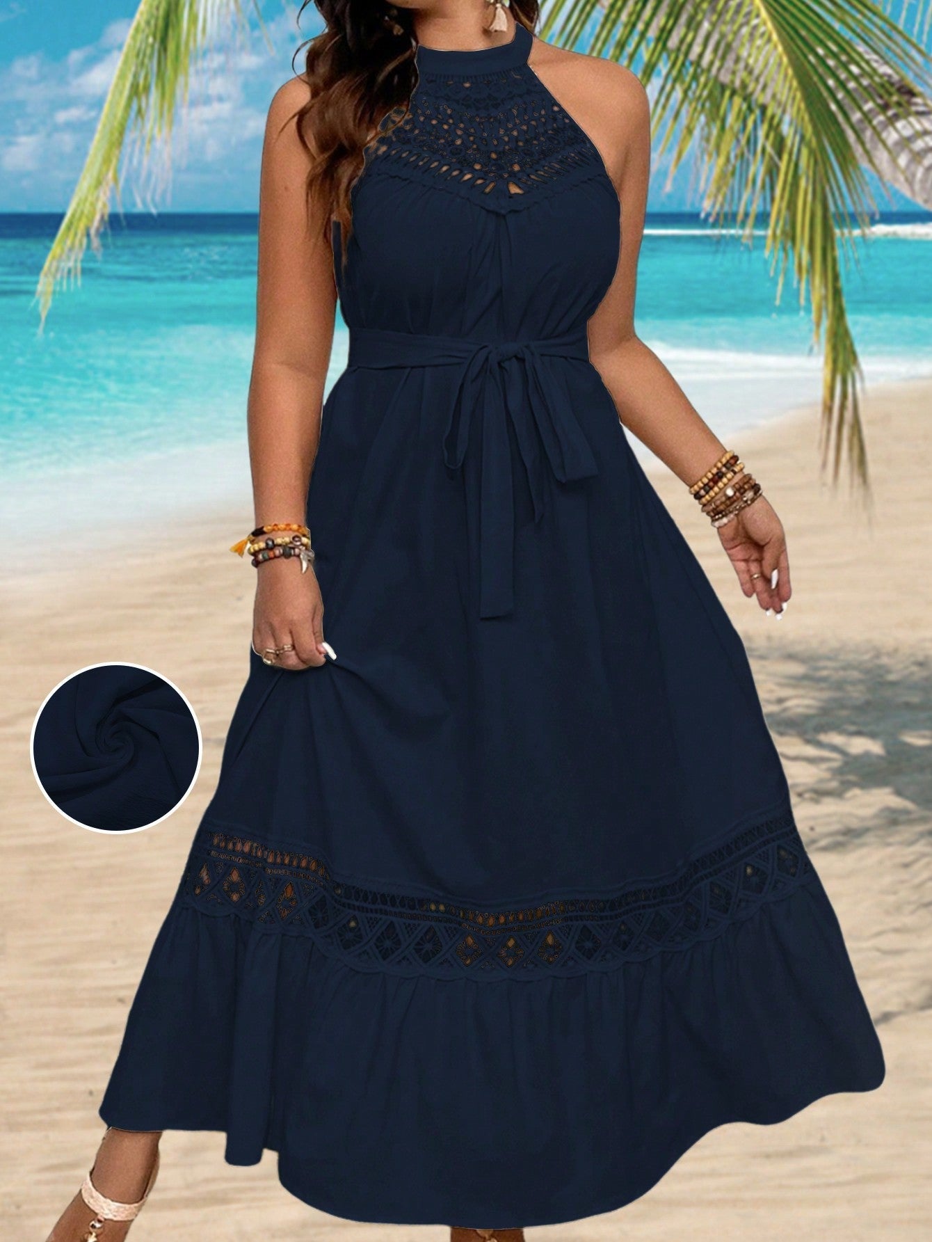 Vestido Feminino com detalhe em Renda Isabella. Plus Size