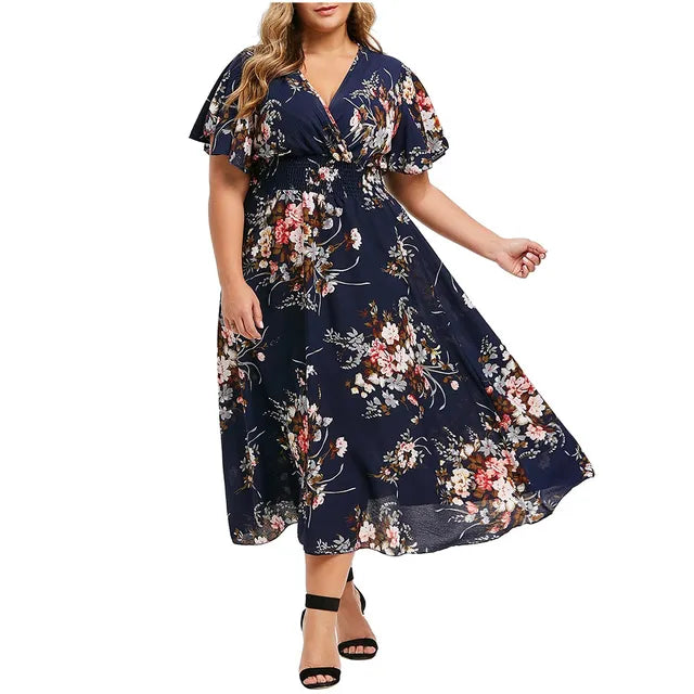 Vestido Plus Size Floral Feminino