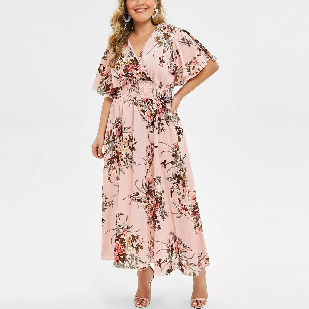 Vestido Plus Size Floral Feminino