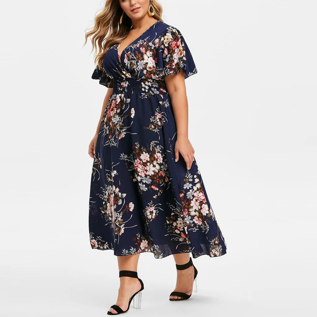 Vestido Plus Size Floral Feminino