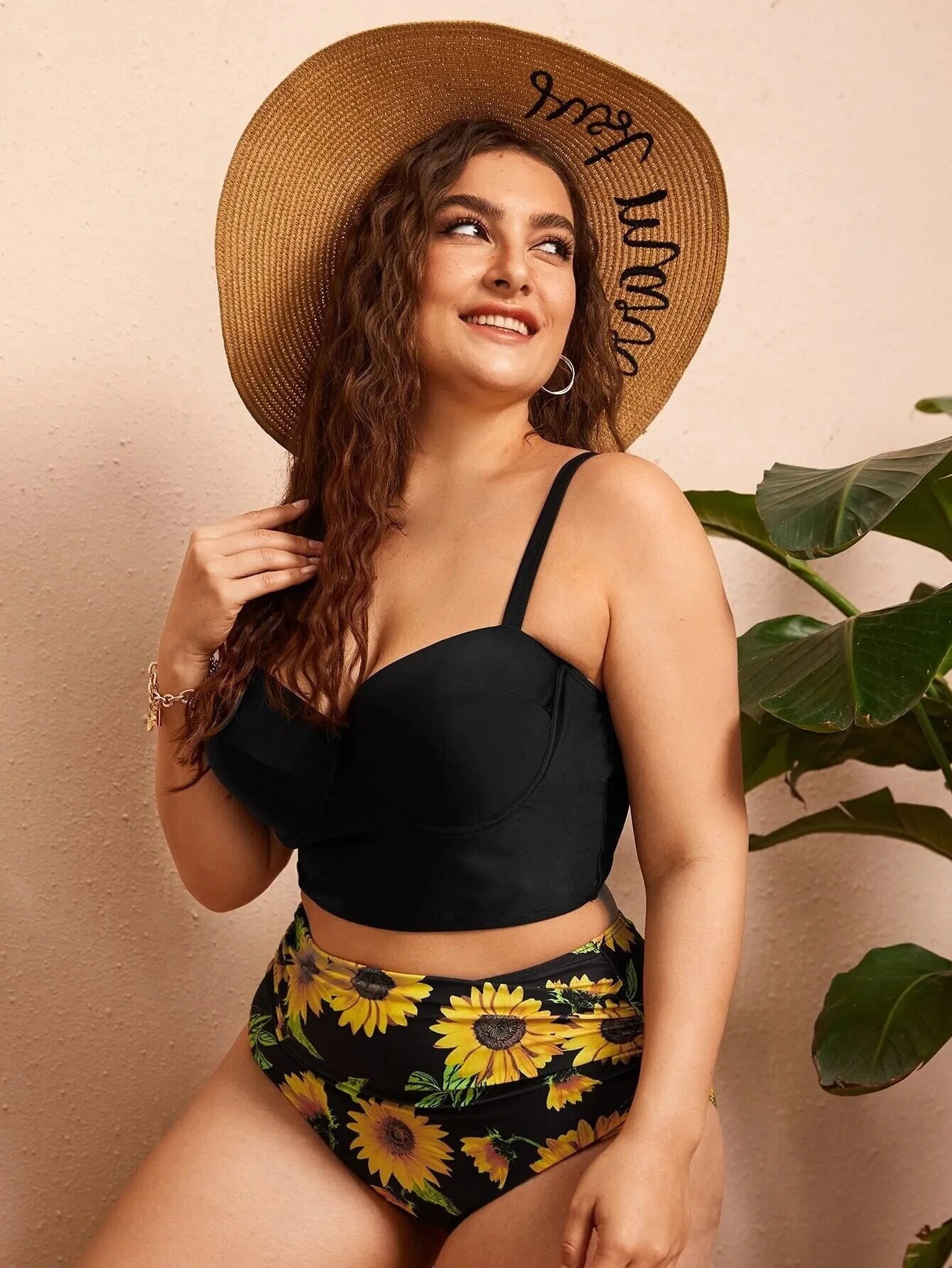 Biquíni Florido Plus Size Cintura Alta - Juliet