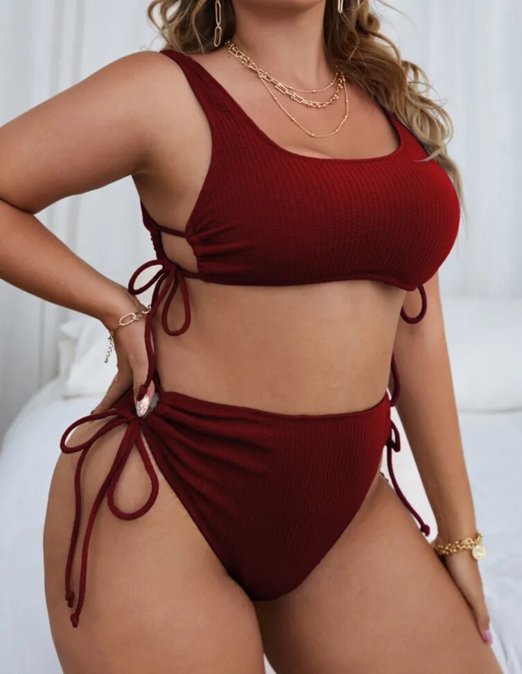 Biquíni Moda Praia Plus Size Amarração Lateral