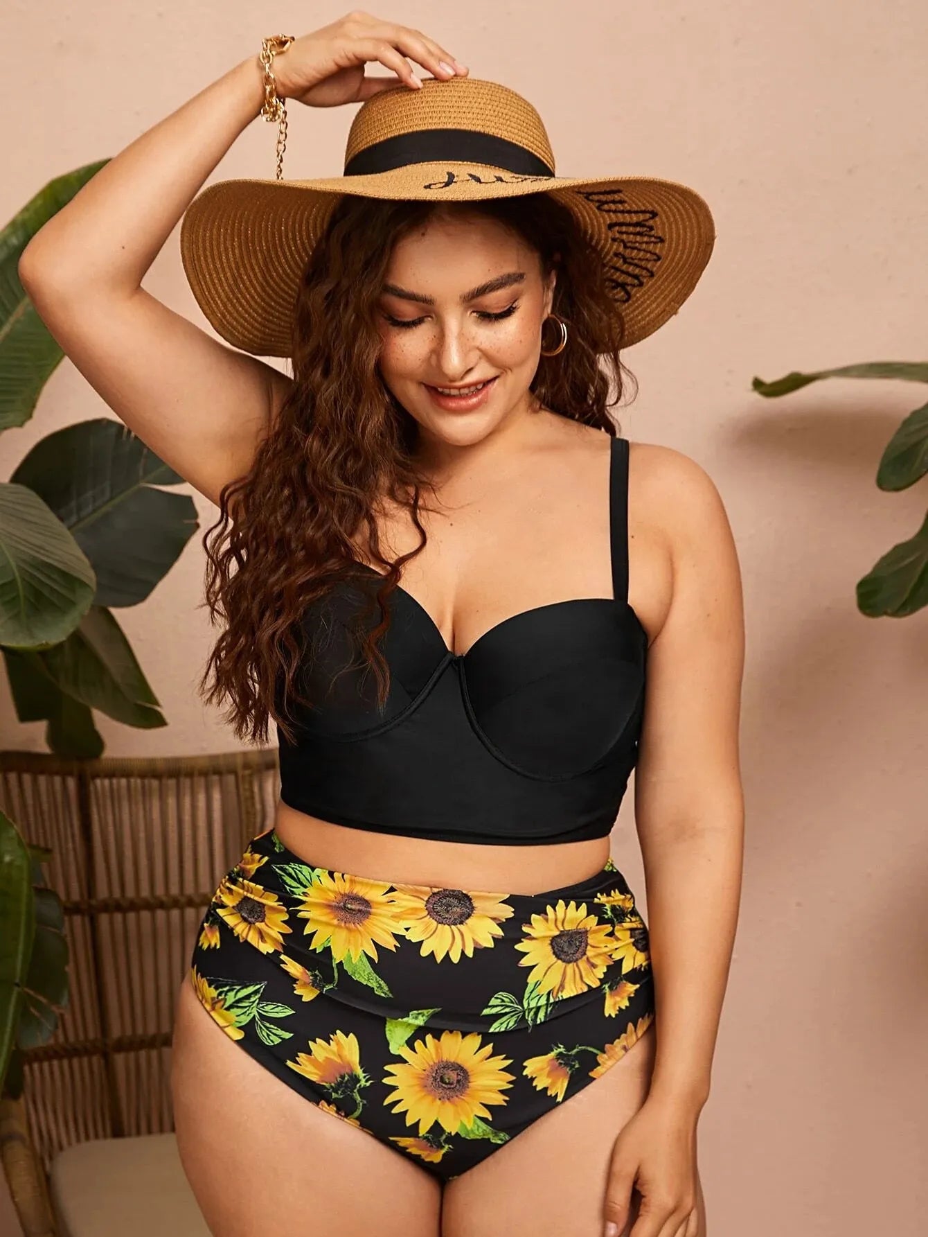 Biquíni Florido Plus Size Cintura Alta - Juliet