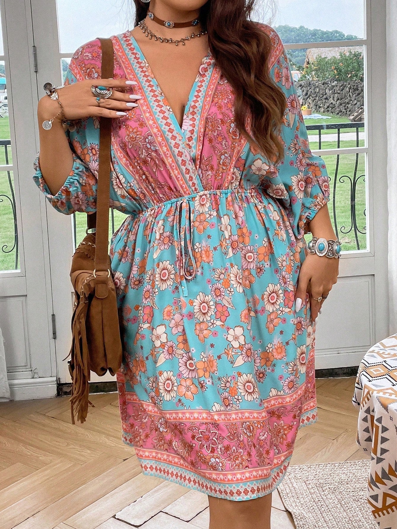 Vestido feminino estampado Roma. Plus Size