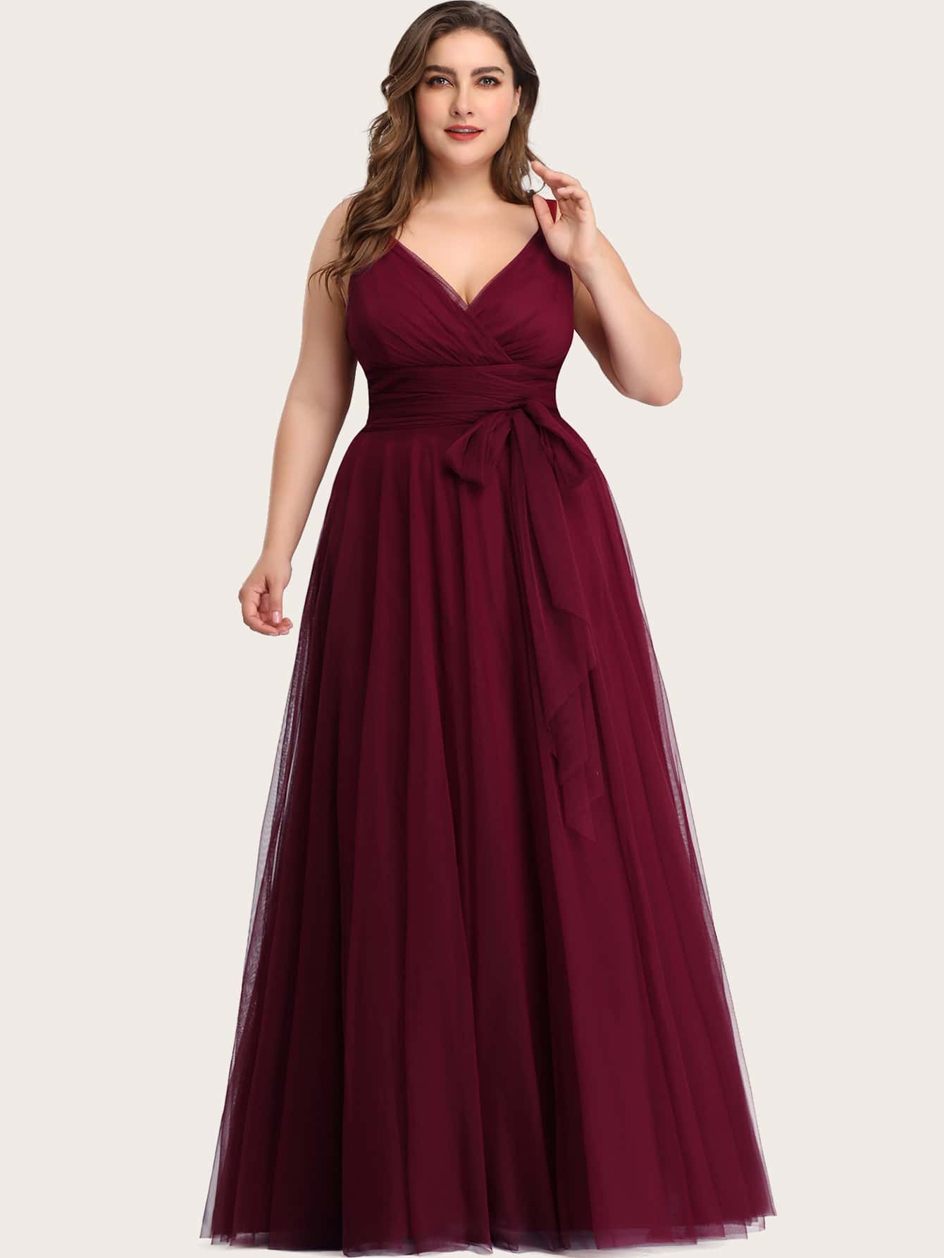 Vestido de Festa Plus Size Marsala