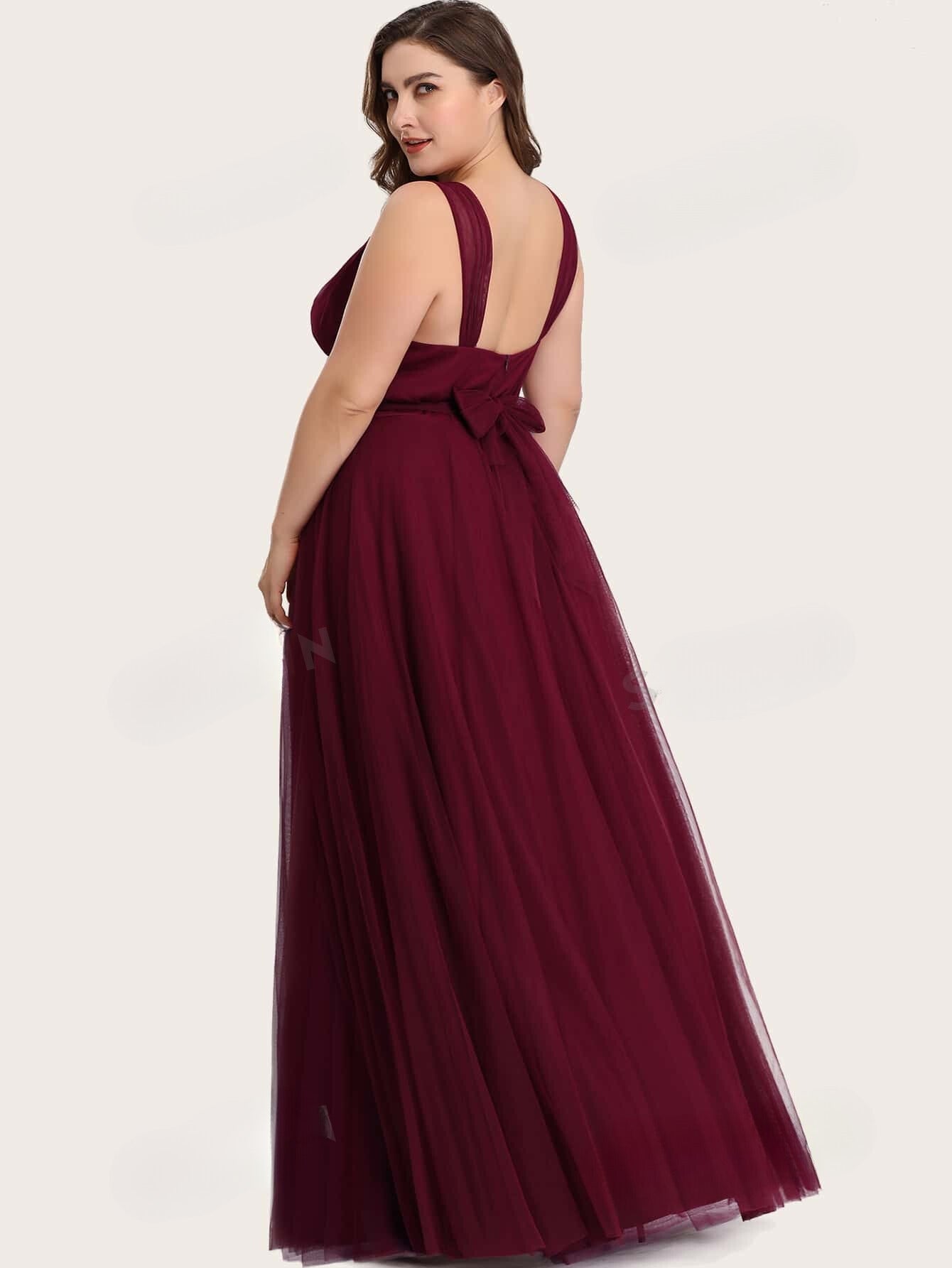 Vestido de Festa Plus Size Marsala